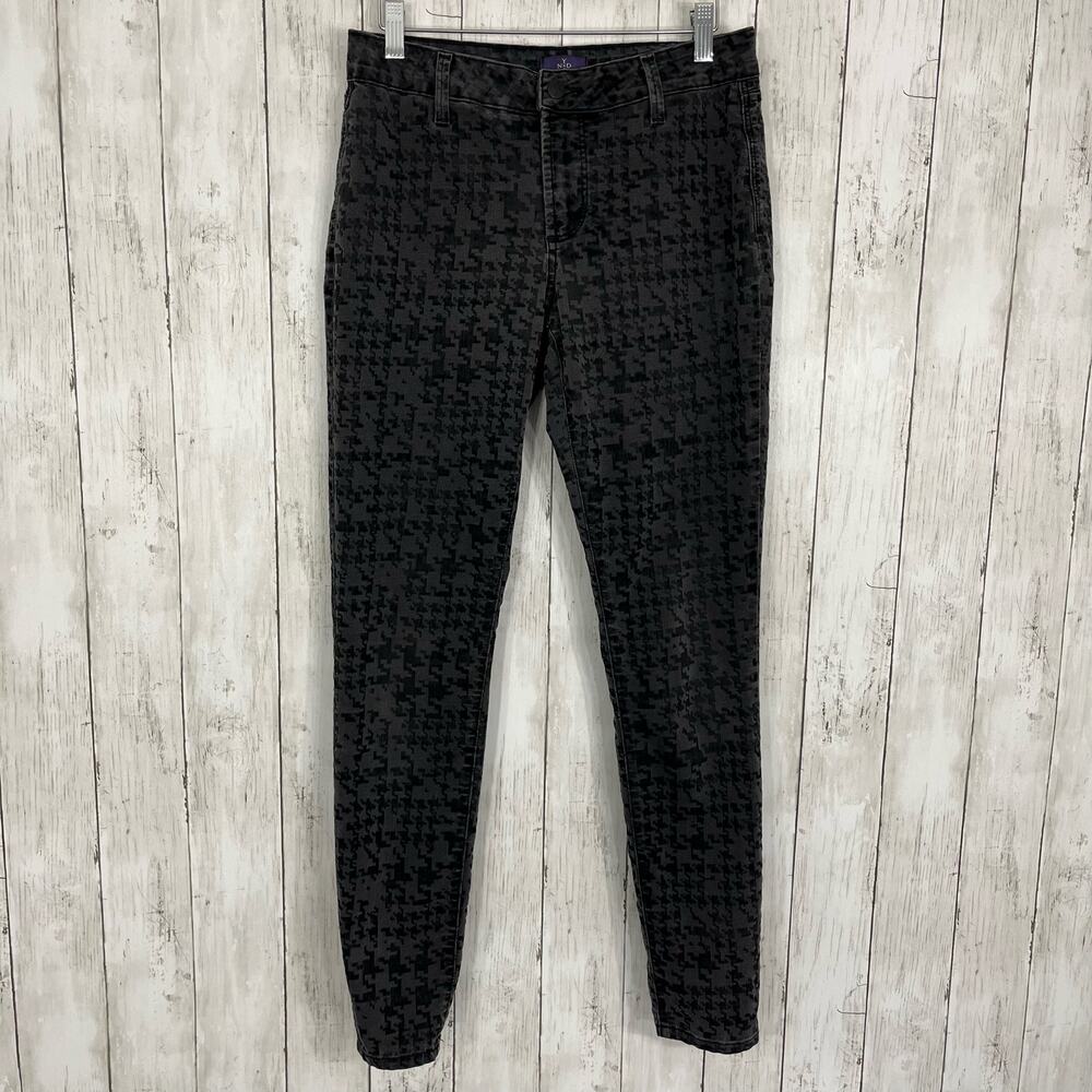 NYDJ Super Skinny Slim Black Mid Rise Lift Tuck Stretch Velvet Texture Jeans 4